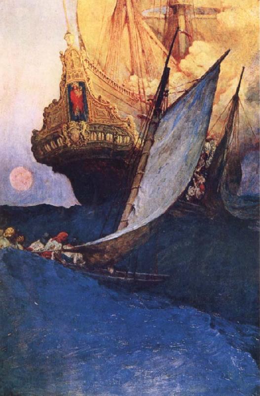 Howard Pyle An Attack on a Galleon Norge oil painting art